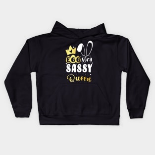 Egg-stra Sassy Queen with Cute Gold Gradient Easter Vibes for Little Girls Kids Hoodie